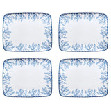 4 rectangular dinner plates Coral blue Coastal Coral Blue NEW - THE WILD SHOWCASE