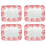 4 rectangular dinner plates Coral red Coastal Coral Red NEW - THE WILD SHOWCASE