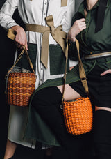 Woven Basket Bag: Designer Vegan Bag in Orange - THE WILD SHOWCASE