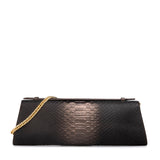Audrey Clutch: Snake Embossed Pewter Designer Evening Clutch Bag - THE WILD SHOWCASE