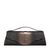Audrey Clutch: Snake Embossed Pewter Designer Evening Clutch Bag - THE WILD SHOWCASE