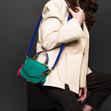 Audrey Micro: Green & Pink Croc-Embossed Designer Crossbody Bag - THE WILD SHOWCASE