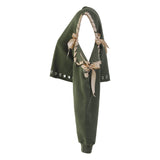 Cold Shoulder Long Sleeve Crewneck in Olive - THE WILD SHOWCASE