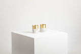WHITE MARBLE BRASS CANDLE HOLDERS - THE WILD SHOWCASE