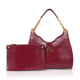 Empire Cheetah Hobo Bag: Designer Shoulder Bag in Bordeaux Leather - THE WILD SHOWCASE