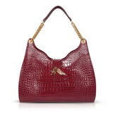 Empire Cheetah Hobo Bag: Designer Shoulder Bag in Bordeaux Leather - THE WILD SHOWCASE