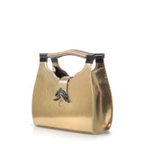 Empire Cheetah Mini Hobo: Designer Shoulder Bag in Metallic Gold Embossed Leather - THE WILD SHOWCASE