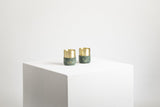 GREEN MARBLE BRASS CANDLE HOLDERS - THE WILD SHOWCASE