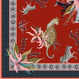 Leopard Lily Square Tablecloth in Royal Red - THE WILD SHOWCASE