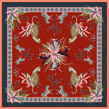 Leopard Lily Square Tablecloth in Royal Red - THE WILD SHOWCASE