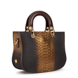 Mademoiselle Satchel: Designer Crossbody Bag in Gold Snakeskin - THE WILD SHOWCASE