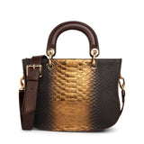 Mademoiselle Satchel: Designer Crossbody Bag in Gold Snakeskin - THE WILD SHOWCASE