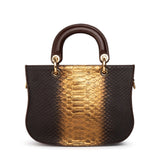 Mademoiselle Satchel: Designer Crossbody Bag in Gold Snakeskin - THE WILD SHOWCASE