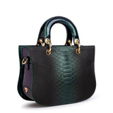 Mademoiselle Satchel: Designer Crossbody Bag in Green Snakeskin - THE WILD SHOWCASE