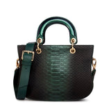 Mademoiselle Satchel: Designer Crossbody Bag in Green Snakeskin - THE WILD SHOWCASE