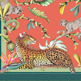 Monkey Paradise Square Tablecloth in Coral - THE WILD SHOWCASE