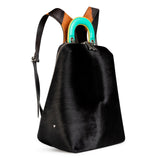 Racer Haircalf: Women's Designer Backpack in Black Leather - THE WILD SHOWCASE