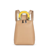 Racer Mini: Women's Designer Backpack in Beige Leather - THE WILD SHOWCASE