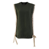 Sleeveless Crewneck with Ribbon in Olive - THE WILD SHOWCASE