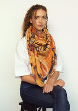 The Kyoto Street Party Cashmere Silk Scarf / Chestnut - THE WILD SHOWCASE