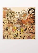 The Kyoto Street Party Cashmere Silk Scarf / Chestnut - THE WILD SHOWCASE