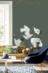 Wallpaper cranes green Japanese Crane Dance - THE WILD SHOWCASE