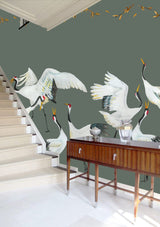 Wallpaper cranes green Japanese Crane Dance - THE WILD SHOWCASE