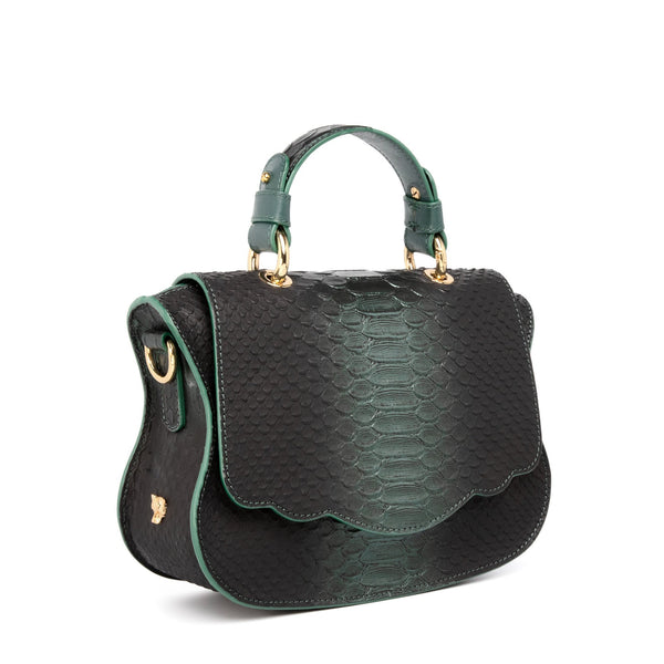 Audrey Couture: Designer Crossbody Bag in Green Snakeskin - THE WILD SHOWCASE