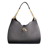 Empire Cheetah Hobo Bag: Designer Shoulder Bag in Black Leather - THE WILD SHOWCASE