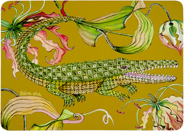 Flame Lily Croco Swamp Pair (Hard Board Placemats ) - THE WILD SHOWCASE