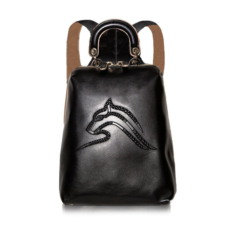 Racer Logo Leather Backpack - THE WILD SHOWCASE